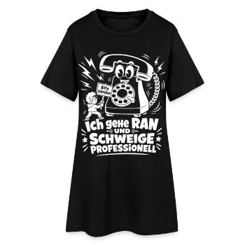 Ich gehe ran und schweige professionell - Frauen T-Shirt-Kleid - Schwarz - Vorne