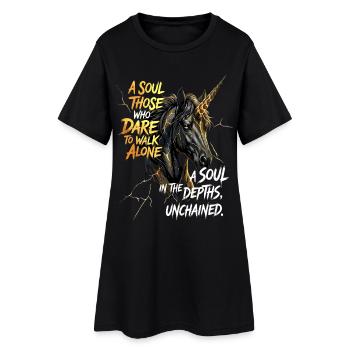 Dicton motivant du cavalier licorne à tête de cheval - Robe T-shirt Femme - noir - Devant