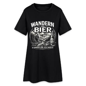 Wandern und Bier Berg Abenteuer - Frauen T-Shirt-Kleid - Schwarz - Vorne