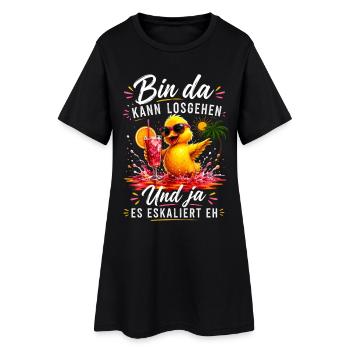 Bin da Eskaliert Ente Sommer Party - Frauen T-Shirt-Kleid - Schwarz - Vorne