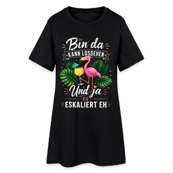 Bin da Eskaliert Flamingo Party - Frauen T-Shirt-Kleid - Schwarz - Vorne