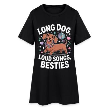 Dachshund Disco - Robe T-shirt Femme - noir - Devant