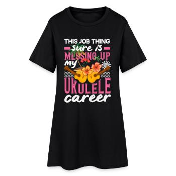 Ce travail gâche ma carrière de ukulélé - Robe T-shirt Femme - noir - Devant