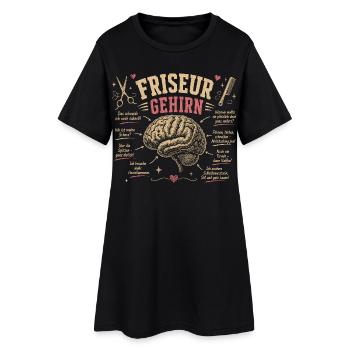Name  Friseur Gehirn Humor Shirt - Frauen T-Shirt-Kleid - Schwarz - Vorne