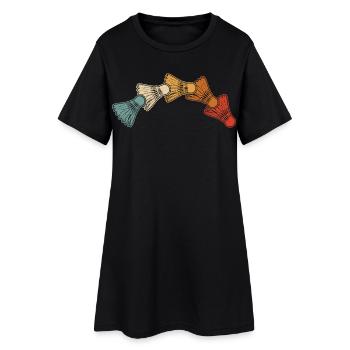 Badminton - Courbe de vol de badminton dans un style rétro - Robe T-shirt Femme - noir - Devant
