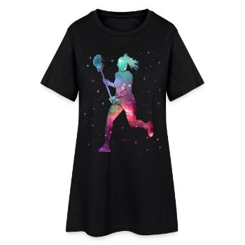 Lacrosse Player Space Women Girls Lacrosse - Women’s T-Shirt Dress - black - Front