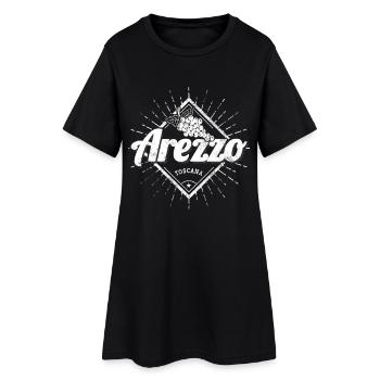 Arezzo in Toskana Italien Retro Weintrauben Design - Frauen T-Shirt-Kleid - Schwarz - Vorne