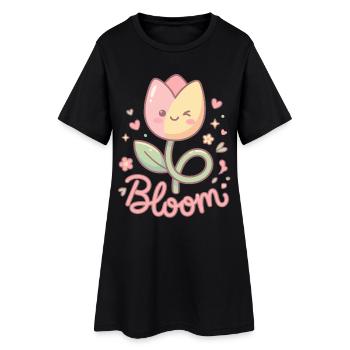 Les fleurs de tulipe s’épanouissent à Kawaii - Robe T-shirt Femme - noir - Devant