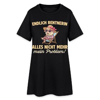 Endlich Rentnerin – Schaf im Liegestuhl - Frauen T-Shirt-Kleid - Schwarz - Vorne