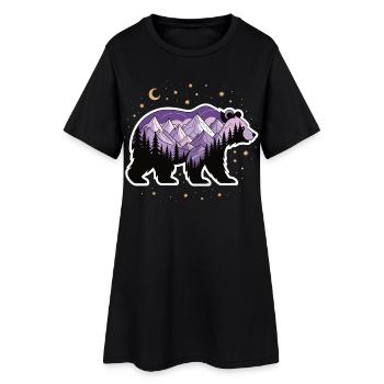 Ours mystique la nuit avec des montagnes - Robe T-shirt Femme - noir - Devant