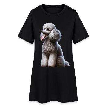 Pudel Poodle - Frauen T-Shirt-Kleid - Schwarz - Vorne