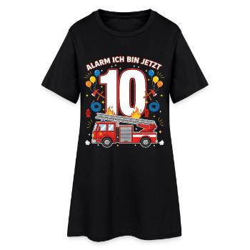 Alarm Ich Bin Jetzt 10 Feuerwehr Geburtstag - Frauen T-Shirt-Kleid - Schwarz - Vorne