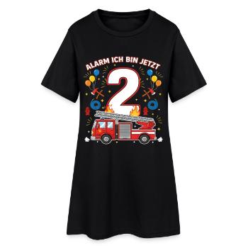 Alarm Ich Bin Jetzt 2 Feuerwehr Geburtstag - Frauen T-Shirt-Kleid - Schwarz - Vorne