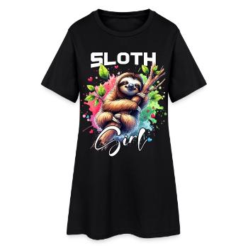 Paresseuse Fille Paresseuse - Robe T-shirt Femme - noir - Devant