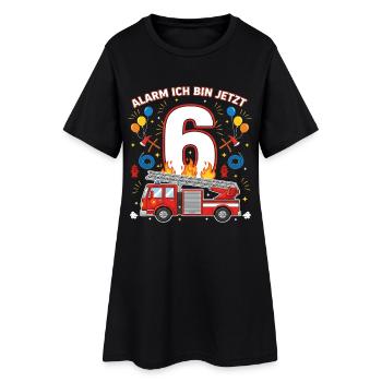 Alarm Ich Bin Jetzt 6 Feuerwehr Geburtstag - Frauen T-Shirt-Kleid - Schwarz - Vorne