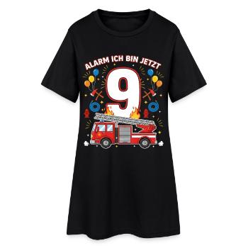 Alarm Ich Bin Jetzt 9 Feuerwehr Geburtstag - Frauen T-Shirt-Kleid - Schwarz - Vorne