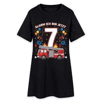 Alarm Ich Bin Jetzt 7 Feuerwehr Geburtstag - Frauen T-Shirt-Kleid - Schwarz - Vorne