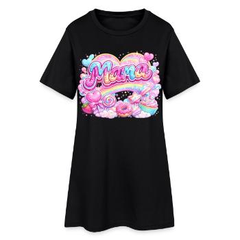 Mama Candy and Rainbow | Mom Gift - Women’s T-Shirt Dress - black - Front