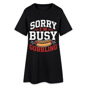Amateur de saucisses gloussantes avec humour - Robe T-shirt Femme - noir - Devant