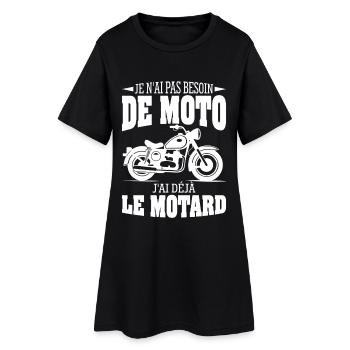 Moto Motard Cadeau Humour Personnalisé - Robe T-shirt Femme - noir - Devant