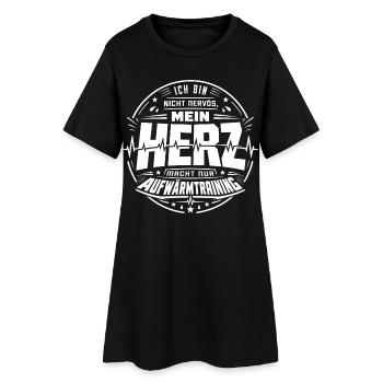 Mein Herz macht nur Aufwärmtraining - Frauen T-Shirt-Kleid - Schwarz - Vorne