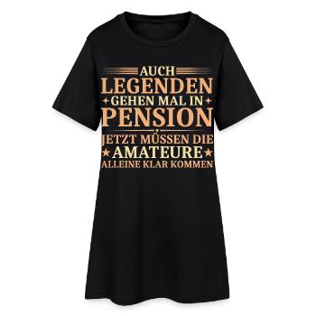 Pensionär – Auch Legenden gehen mal in Pension - Frauen T-Shirt-Kleid - Schwarz - Vorne