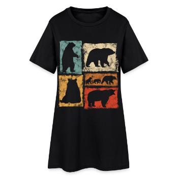 Bears Perspectives Imprimé rétro animalier - Robe T-shirt Femme - noir - Devant