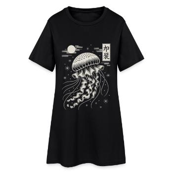 Jellyfish Nachtkunst Japans Stil - Frauen T-Shirt-Kleid - Schwarz - Vorne