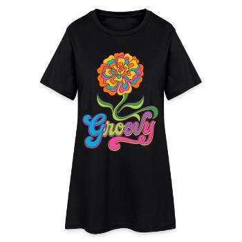 Groovy Marigold Flower 70s Retro - Women’s T-Shirt Dress - black - Front
