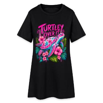 Tortue Sur Ça Mignonne Fleur de Tortue - Robe T-shirt Femme - noir - Devant