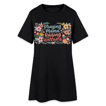 Praying Mama Raising Warriors | Style Floral Rétro - Robe T-shirt Femme - noir - Devant