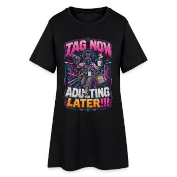 Laser Tag maintenant adulte plus tard - Robe T-shirt Femme - noir - Devant