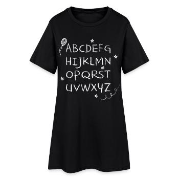 ABC écriture à la craie blanche étoiles & ballon - Robe T-shirt Femme - noir - Devant