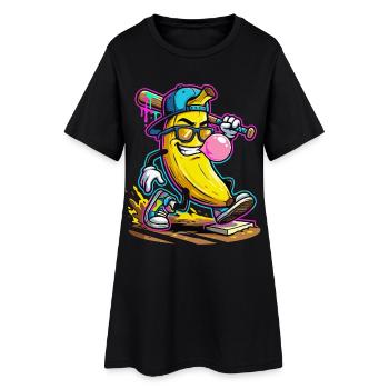Cool Banana Baseball Bubblegum Comic Design - Women’s T-Shirt Dress - black - Front