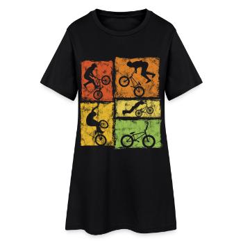 BMX Biker Graphic - Cascades de style rétro - Robe T-shirt Femme - noir - Devant