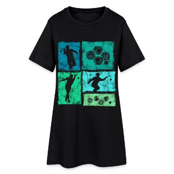 Graphique rétro de boccia et de joueur de pétanque - Robe T-shirt Femme - noir - Devant