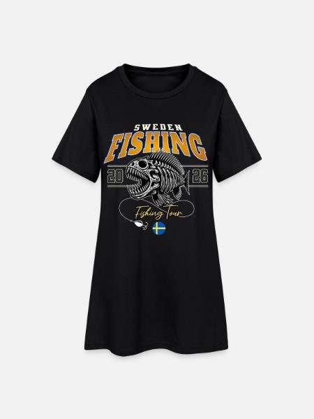 Sweden Fishing 2026 - Frauen T-Shirt-Kleid - Schwarz