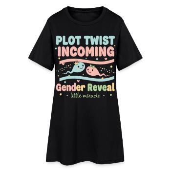 Annonce de grossesse lors d’une baby shower de révélation de sexe - Robe T-shirt Femme - noir - Devant
