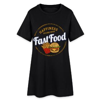 Fast food, frites rétro, snack, burger vintage - Robe T-shirt Femme - noir - Devant