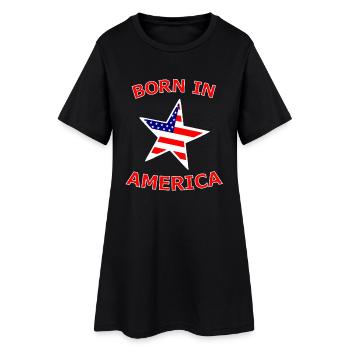Né en Amérique Star Flag - Robe T-shirt Femme - noir - Devant