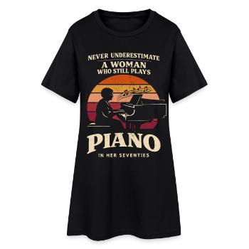 Ne jamais sous-estimer une femme Piano Retro Dicton - Robe T-shirt Femme - noir - Devant