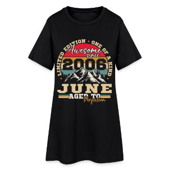 Juin 2006 Cadeau rétro vintage d’anniversaire - Robe T-shirt Femme - noir - Devant