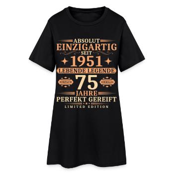75. Geburtstag Einzigartig Jahrgang 1951 - Frauen T-Shirt-Kleid - Schwarz - Vorne