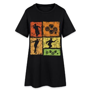 Joueur de bocce et de pétanque Style graphique vintage - Robe T-shirt Femme - noir - Devant