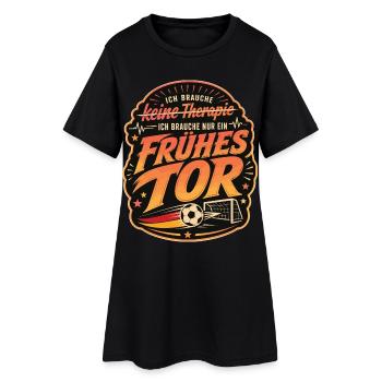 Frühes Tor statt Fußballtherapie - Frauen T-Shirt-Kleid - Schwarz - Vorne