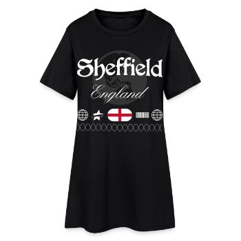 Sheffield England Streetwear Reise Souvenir - Frauen T-Shirt-Kleid - Schwarz - Vorne