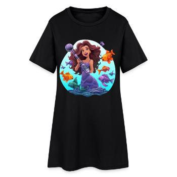 Musicien de mer avec micro - Robe T-shirt Femme - noir - Devant