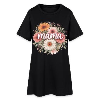 MAMA Bouquet de Marguerites Rétro | Cadeau - Robe T-shirt Femme - noir - Devant