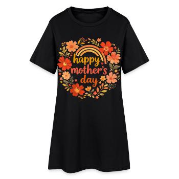 Happy Mother's Day Couronne Fleurs Rétro - Robe T-shirt Femme - noir - Devant