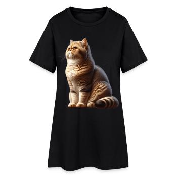 Chat Exotique à Poil Court - Robe T-shirt Femme - noir - Devant